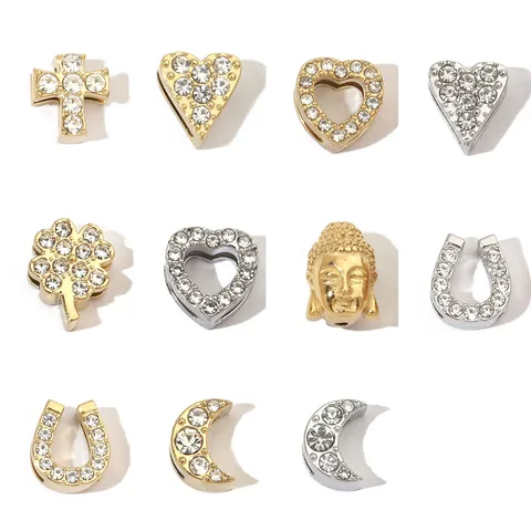 3 PCS/Package 7 * 9mm 8 * 8mm 8 * 9mm Titanium Steel Rhinestones Gold Plated U Shape Moon Heart Shape Jewelry Accessories