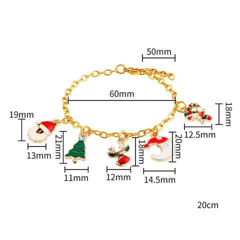 304 Stainless Steel Enamel Christmas Tree Santa Claus Elk Bracelets Necklace