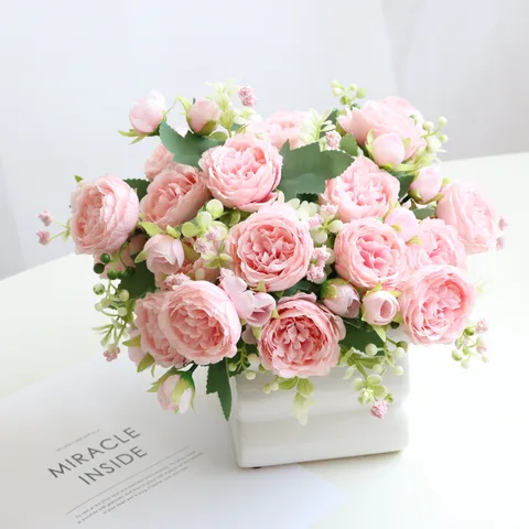 In Stock Wholesale Home Decoration Simulation Fake Flower Small Bunch Of Roses Wedding Layout Simulation 5 Persian Roses