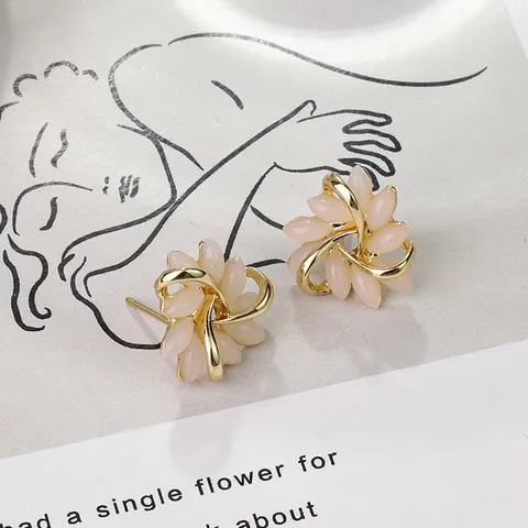 1 Pair Elegant Glam Flower Plating Alloy Ear Studs