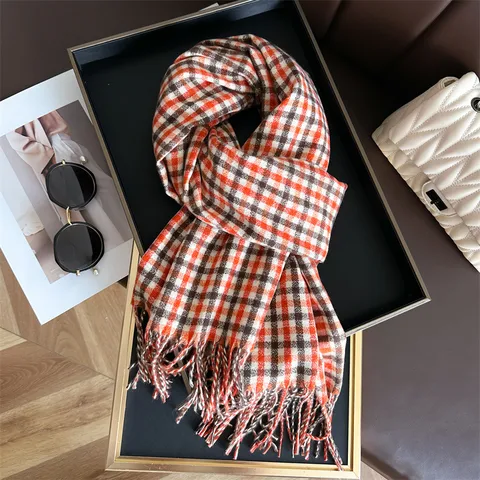 British Style New Cashmere-like Plaid Warm Shawl Scarf Unisex Autumn And Winter Fashion All-Matching Tassel Scarf