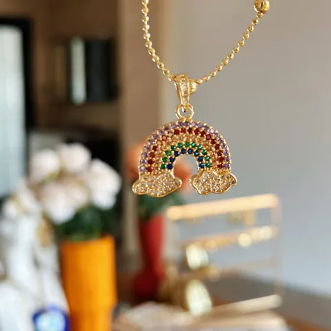 Copper Rainbow Zircon Pendant Necklace