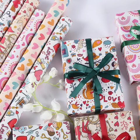 Gift Gift Wrapping Paper Holiday Printing Gift Packaging Valentine's Day New Year Wrapping Paper Wholesale