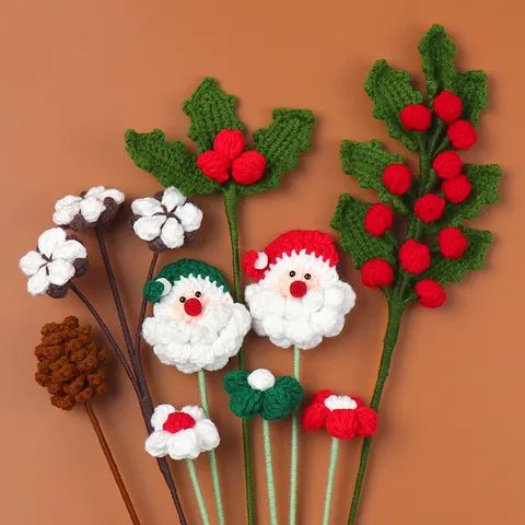 Cute Santa Claus Leaves Yarn Artificial Flowers