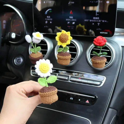 Kafuu Car Interior Air Outlet Clip Creative Car Air Conditioning Incense Decoration Car Car Supplies Sunflower Rose Pot