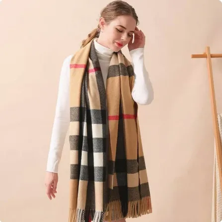 Pricked Hair Babag Autumn And Winter Korean Plaid Cashmere Scarf Women's  Thickened Tassel Women's Shawl Student