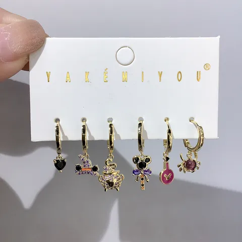 Yakemiyou Copper Plating 14K Gold Inlaid Dripping Oil Universal Earrings