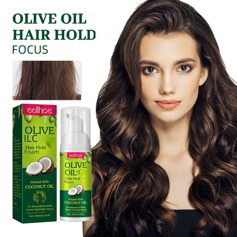 EELHOE Olive Oil Hair Styling Mousse Curly Hair Styling Moisturizing Roll Styling Lasting Anti-frizz Mousse