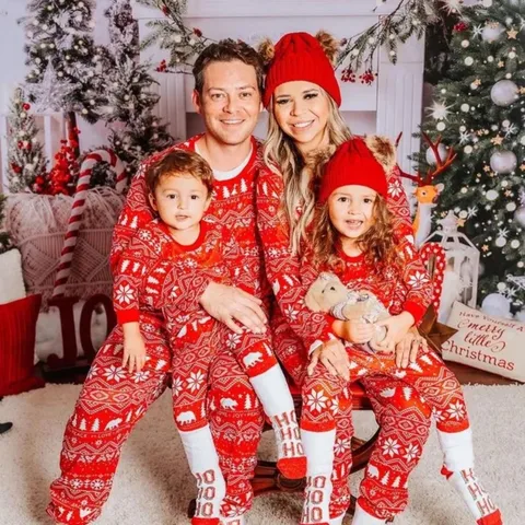 Family Look Stripe Snowflake Pants Sets T-shirt Two-Piece Sets