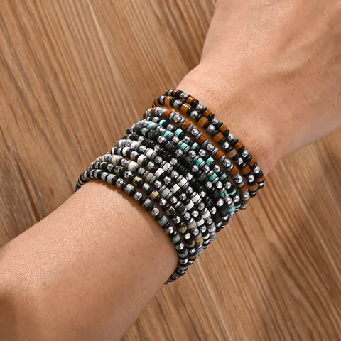 Simple Style Geometric Natural Stone  Knitting Unisex Bracelets