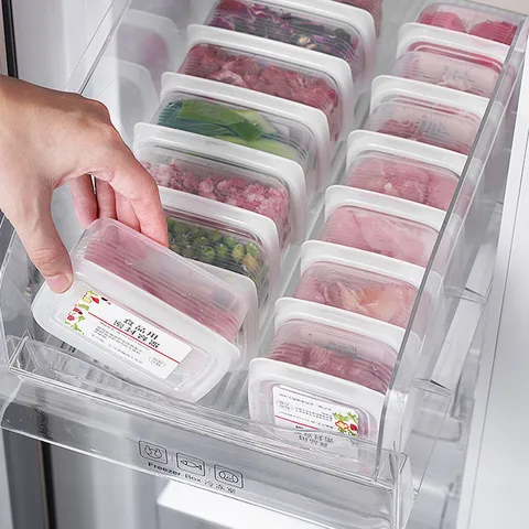 Kitchen Refrigerator Storage Box Food Grade Freezer Special Fresh-keeping Box Kitchen Compartment Finishing Sealed Frozen Meat Box Antibacterial