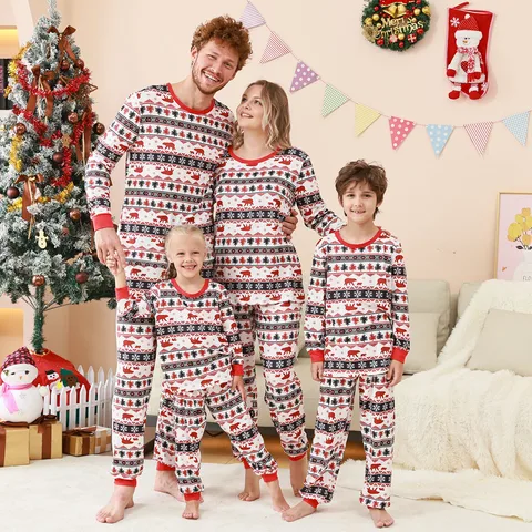 Family Look Christmas Tree Snowflake Pants Sets T-shirt Two-Piece Sets