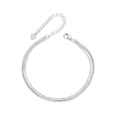 Aifule Everyday  Simple Three-Layer Thin Bracelet New S925 Sterling Silver White Gold Plated Ornament Bracelet For Women