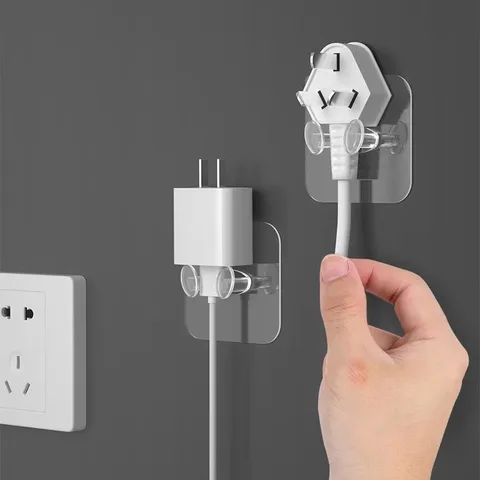 Multifunctional Plug Hook Hook Strong Adhesive Non-punch Power Cord Kitchen Wall Socket Storage Holder