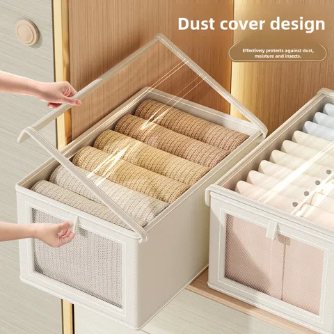 Oxford Cloth Open Window Visual Clothes Storage Box With Lid Household Clothes Fabric Storage Box Large Balcony Storage Box