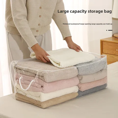 Quilt Storage Bag Household Transparent Wardrobe Large Capacity Clothes Quilt Storage Box Clothing Moving Packing Bag Artifact