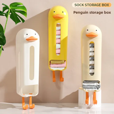 Penguin Socks Storage Box Household Wardrobe Wall-mounted Underwear Underwear Finishing Silk Stockings Storage Artifact Hanging