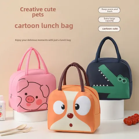 Cute Chong Lunch Bag Thickened Insulation Bag Fresh-keeping Cartoon Lunch Bag Children's Portable Lunch Box Bag Ice Bag