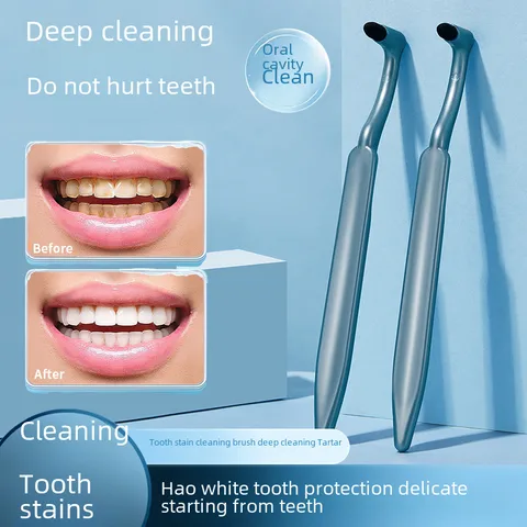 GECOMO Tooth Stain Cleaning Brush Tooth Cleaning Tooth Stain Tartar Thoroughly Cleaning Oral Cavity Without Damage To Teeth L-shaped Brush Head