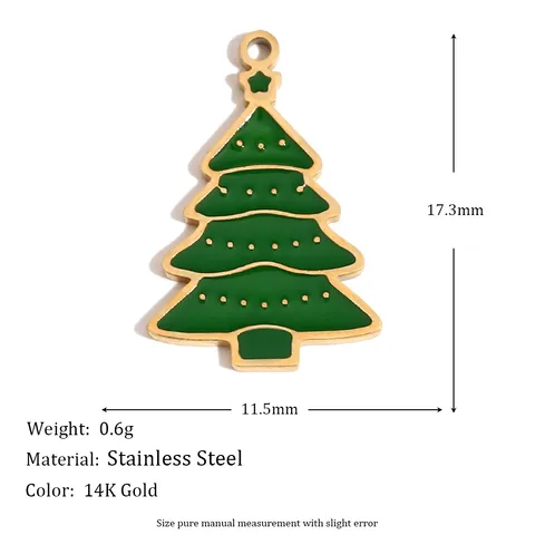 1 Piece 11.4*15.7mm 12*16.4mm 8.8*13.8mm 304 Stainless Steel 14K Gold Plated Christmas Tree Snowman Deer Jewelry Accessories Pendant