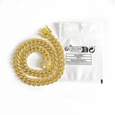 Environmental Protection Bag Sealed Mouth  Explosions 13mm Cuban Chain Round Diamond Necklace  Hip-hop Jewelry Wholesale