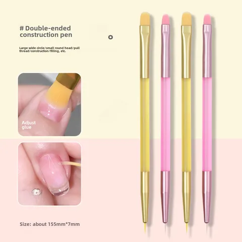 Double-head Construction Pen Large Width Round Small Round Head Line Drawing Pen Spread Plastic Painting Flower Painting French Frosted Pen Nail Tool