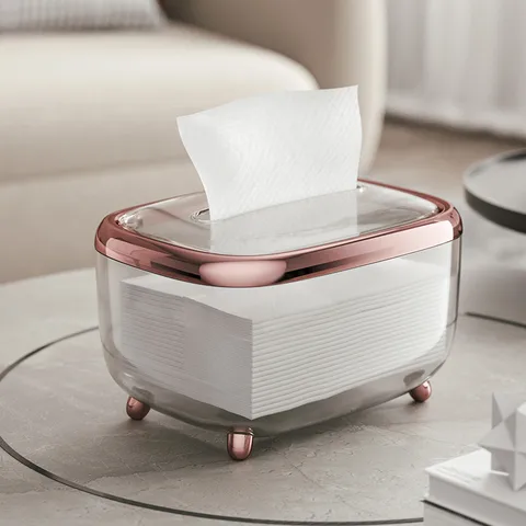 Modern Simple Creative Tissue Box Household Living Room Full Transparent Paper Box Napkin Storage Box High-end Light Luxury