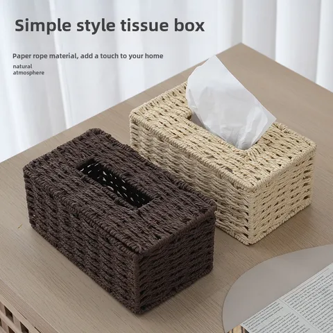 Tissue Tissue Tissue Storage Box Hand-woven Nordic Pastoral Style Creative Simple Rattan Toilet Living Room Tissue Box