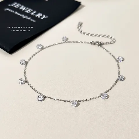 Wholesale Jewelry Elegant Princess Glam Geometric Sterling Silver Zircon Plating Anklet