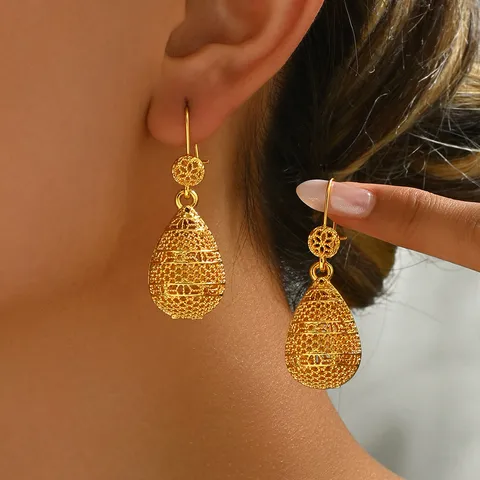 1 Pair Elegant Retro Wedding Water Droplets Alloy Drop Earrings