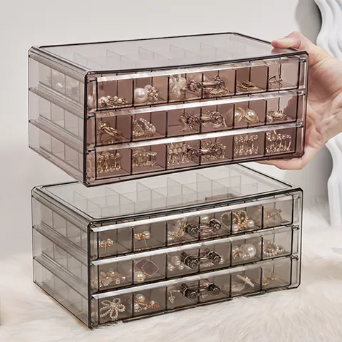 New In Stock Jewelry Storage Box Transparent Multi-Layer Large Capacity Ring Earrings Necklace Dressing Table Storage