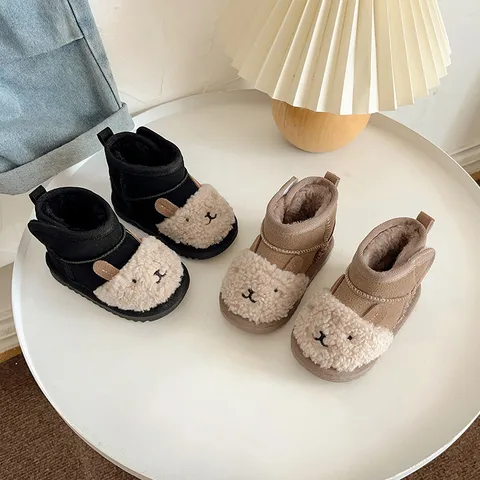 Baby Snow Boots Children 2024 Winter Fleece Lining Thickened Warm Shoes Girls Ugg Toddler Soft-Sole Cotton Shoes