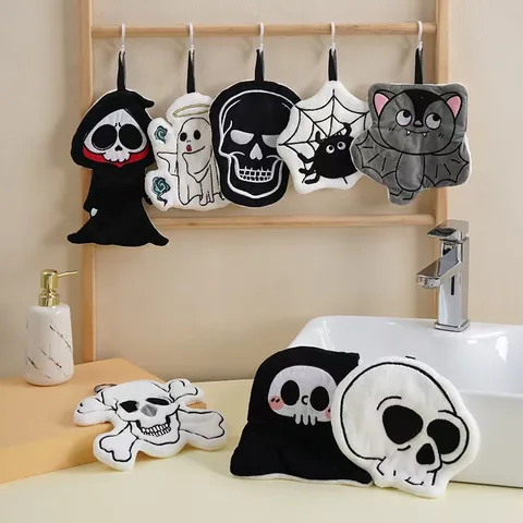 Halloween Cartoon Hand Towel Children Can Hang Hand Towel Cross-Border Halloween Small Tower Skull Bat Towel Hanging