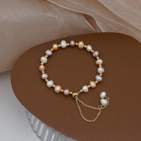 Freshwater Pearl Copper Elegant Simple Style Streetwear Bracelets