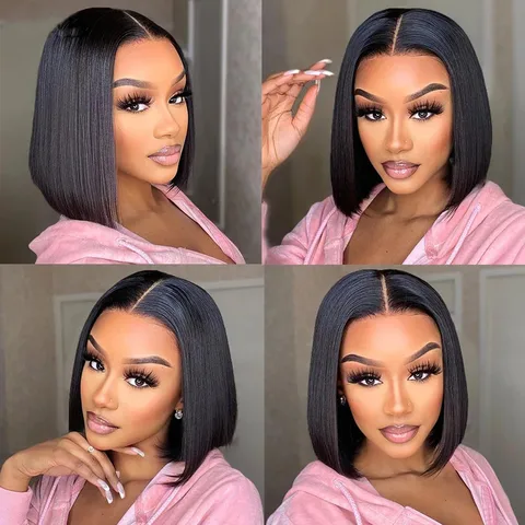 Women's Elegant Holiday Street Real Hair Short Straight Hair Wigs