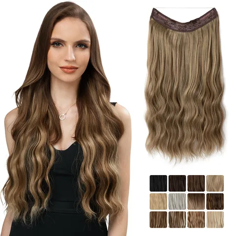 Wig Piece Corn Hot Fish Line Long Curly Hair Chemical Fiber Hair Extension Clip Invisible Seamless Hair