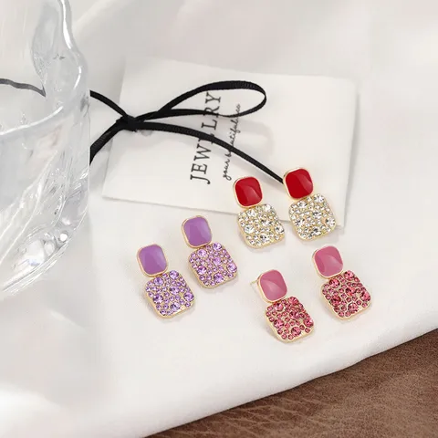 1 Pair Casual Elegant Streetwear Geometric Plating Alloy Artificial Diamond Drop Earrings