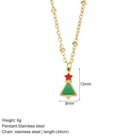 Wholesale Jewelry Nordic Style Cute Santa Claus Snowman Snowflake 316L Stainless Steel  Plating Pendant Necklace