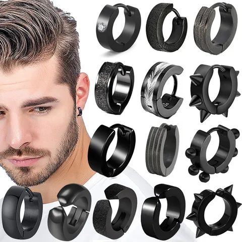 Multi-style Stainless Steel Quality Men's Ear Buckle Ear Clip Anti-fading Titanium Steel Earrings Glossy Pattern Ear Ring Women