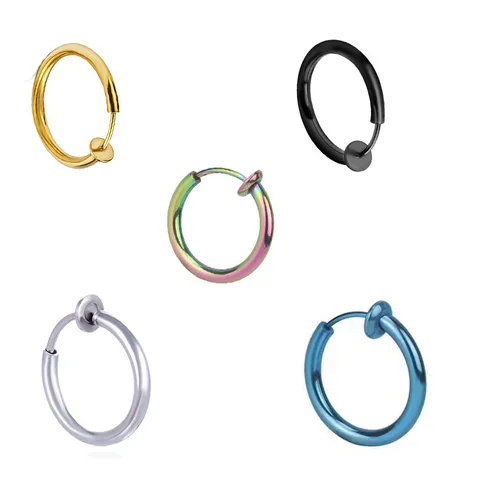 Direct Korean Fashion No Ear Hole Ear Clip  Titanium Steel Circle Spring Earrings Hip-hop Men's Earrings