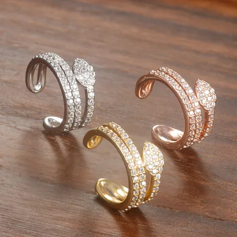 Full Diamond Snake Ear Clip   Small Snake Earrings For Men And Women Exquisite Three-layer Hand-inlaid Zircon Ear Clip Without Ear Holes