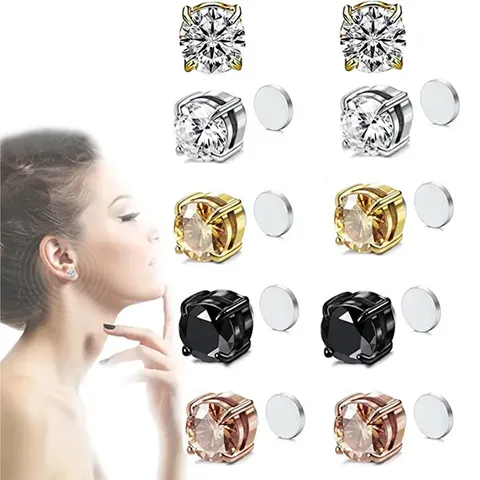 Explosions No Ear Holes Fake Earrings For Men And Women Zircon Earrings  Explosions Zircon Magnet Earrings Earrings