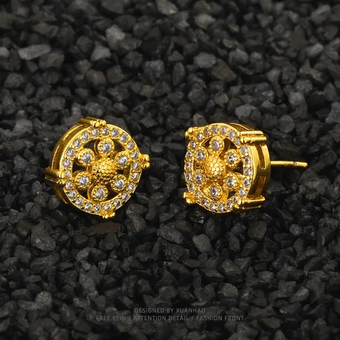 1 Pair Hip-Hop Simple Style Geometric Plating Copper Zircon Ear Studs