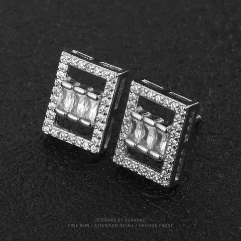 1 Pair Simple Style Commute Geometric Plating Copper Zircon Ear Studs