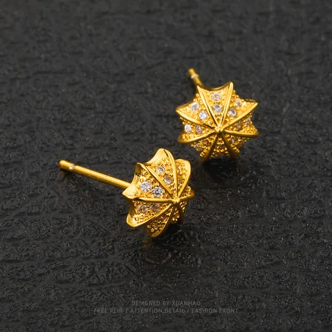 1 Pair Hip-Hop Geometric Plating Copper Zircon Ear Studs