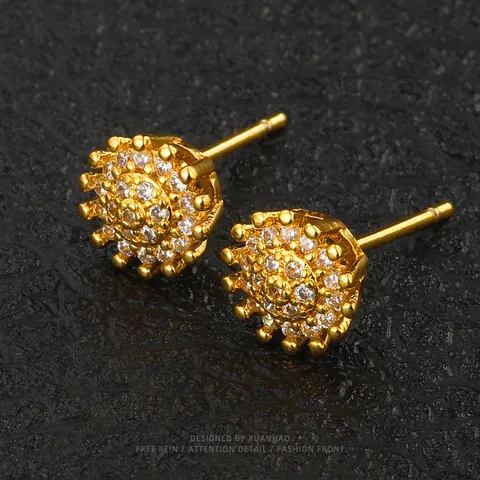 1 Pair Hip-Hop Simple Style Flower Plating Copper Ear Studs