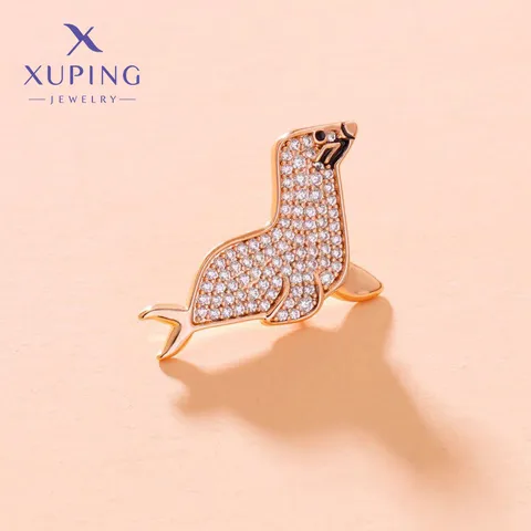 XUPING Simple Style Sea Lion Copper Plating Inlay Artificial Gemstones Unisex Brooches 1 Piece