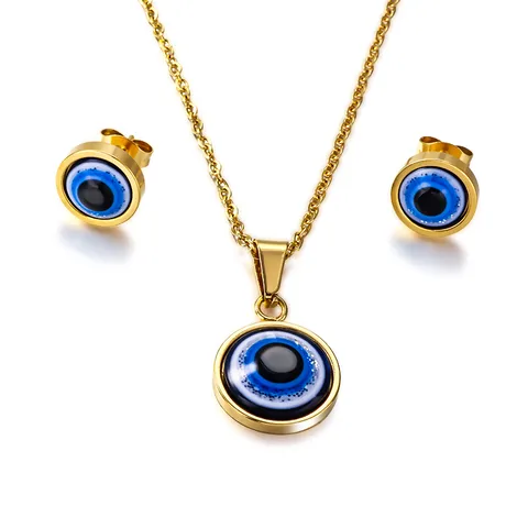 Wholesale Jewelry Casual Basic Classic Style Devil's Eye 304 Stainless Steel 18K Gold Plated Jewelry Set