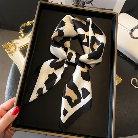 Women's Casual Streetwear Leopard Satin Silk Scarf