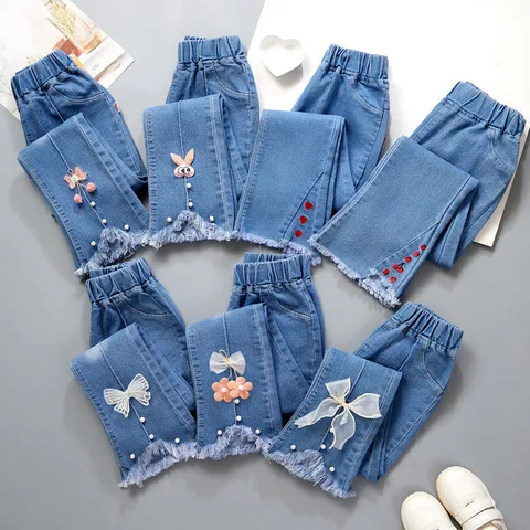 Children's Wear Girls' Jeans Spring And Autumn  New Western Style Korean Style Girls' Flared Trousers Trendy Trousers